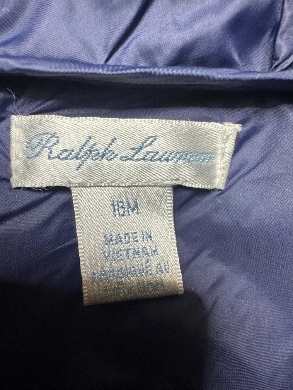 Ralph Lauren Navy Puffer Jacket with Red Accents EUC 18 months